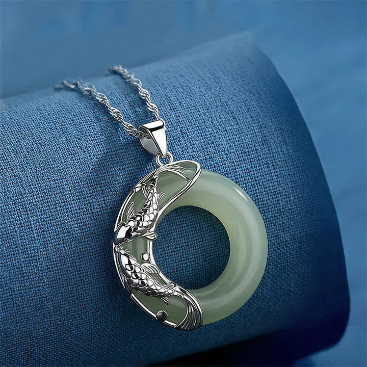 Buddha Stones Naturalny Biały Jade Koi Naszyjnik Na Szczęście - image 15