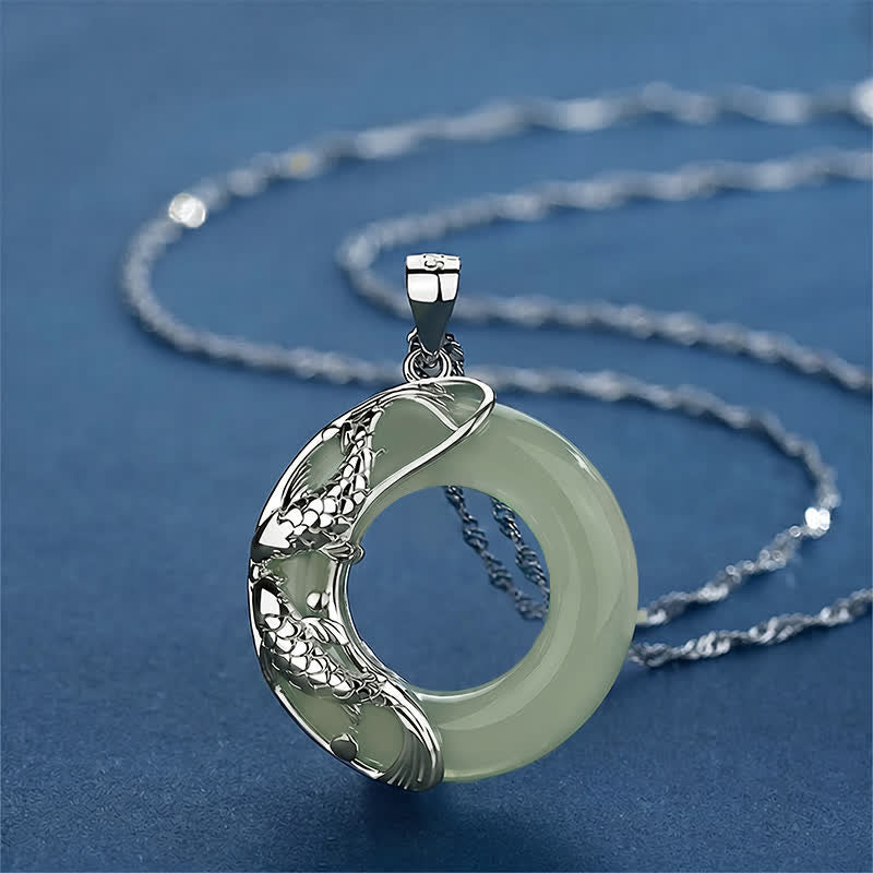 Buddha Stones Naturalny Biały Jade Koi Naszyjnik Na Szczęście - Jadeit (Szczęście ♥Ochrona) - image 14