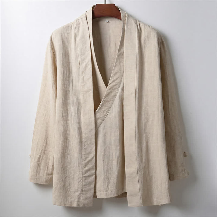 Buddha Stones Wiosenny, swobodny, minimalistyczny, jednolity kimono męskie z ramii - Bielizna - US/UK/AU44， EU54 (4XL) - image 0