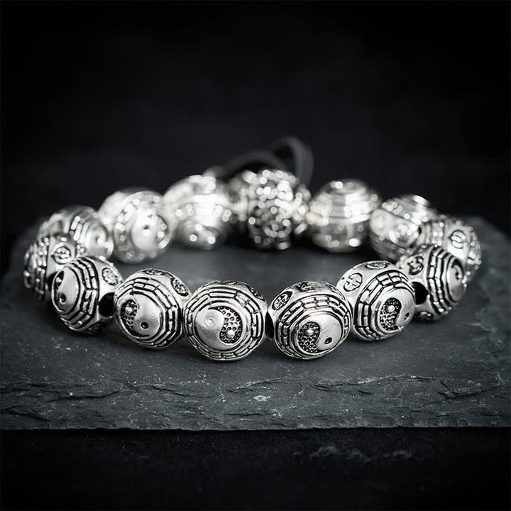 Buddha Stones Miedziana bransoletka z okrągłymi koralikami Bagua Yin Yang Harmony - image 1