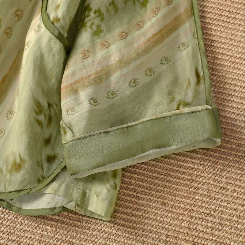 Buddha Stones Letnia, swobodna, vintage'owa, damska koszula z długim rękawem i kwiatowym wzorem, zapinana na guziki i z kieszenią - image 11