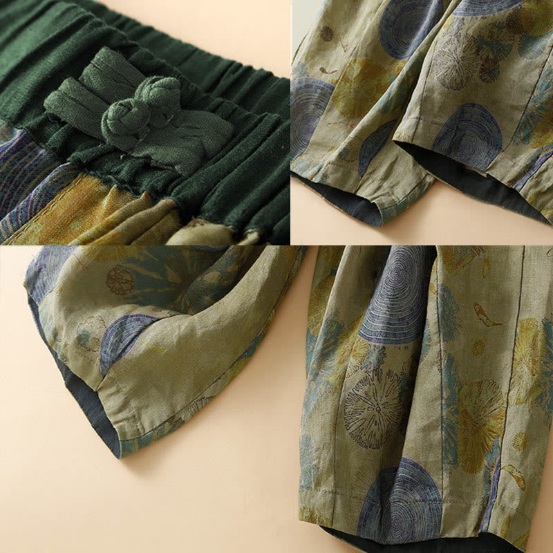 Spodnie haremowe damskie w stylu retro casual z chińskimi guzikami i żabą z motywem Buddha Stones i kieszeniami - image 7