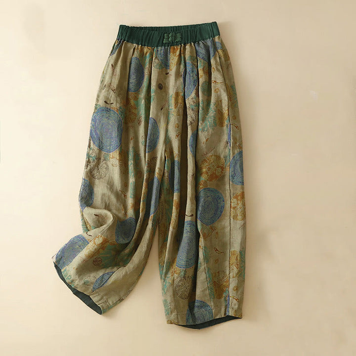 Spodnie haremowe damskie w stylu retro casual z chińskimi guzikami i żabą z motywem Buddha Stones i kieszeniami - Ciemny Khaki - US8-10，UK/AU12-14，EU40-42 (2XL) - image 8