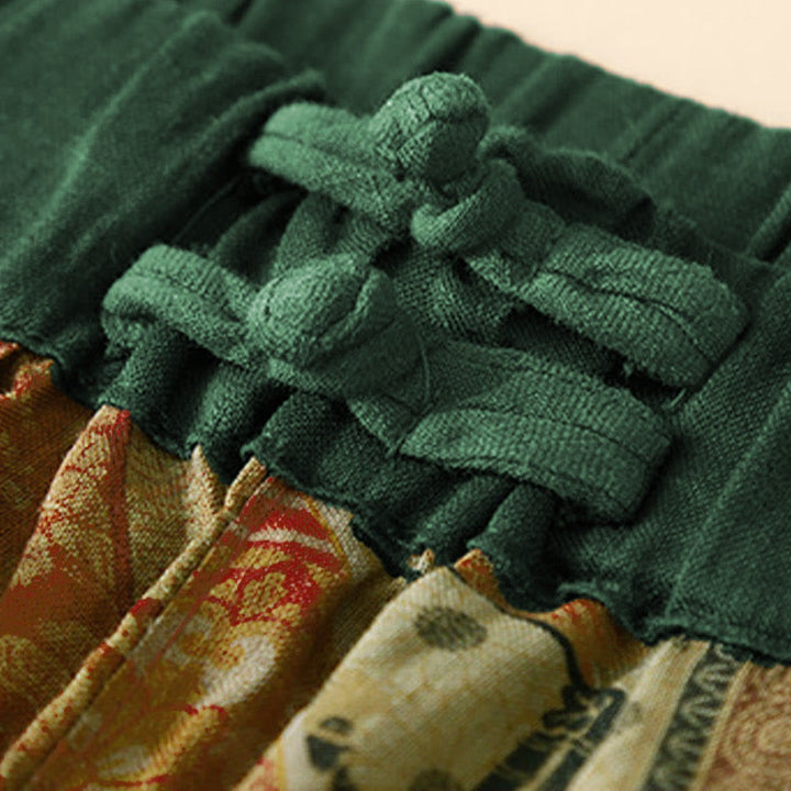 Spodnie haremowe damskie w stylu retro casual z chińskimi guzikami i żabą z motywem Buddha Stones i kieszeniami - image 14