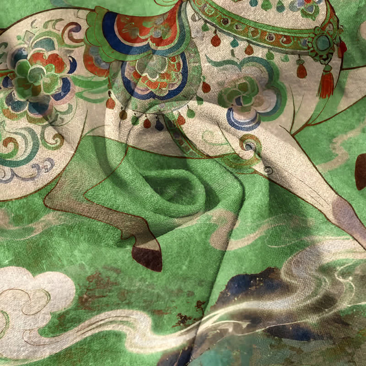 Buddha Stones Koszula męska z krótkim rękawem i ozdobnym wzorem w biegnące konie, bawełniana, zapinana na pół guzika - image 14