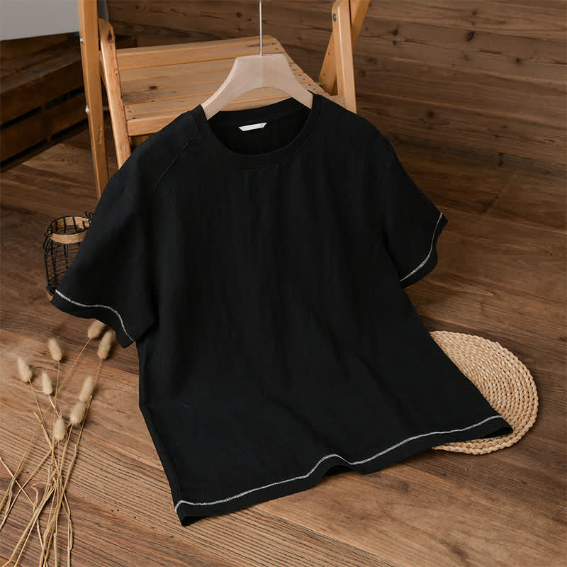 Buddha Stones Letnie, casualowe, vintage, sprane, solidne męskie koszulki z krótkim rękawem - Czarny - US/UK/AU42, EU52 (3XL) - image 3
