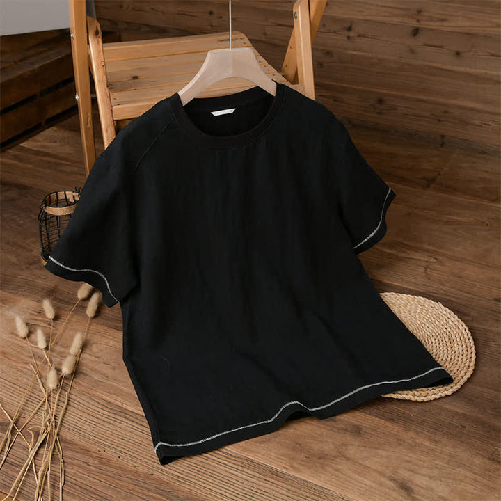 Buddha Stones Letnie, casualowe, vintage, sprane, solidne męskie koszulki z krótkim rękawem - Czarny - US/UK/AU42, EU52 (3XL) - image 3