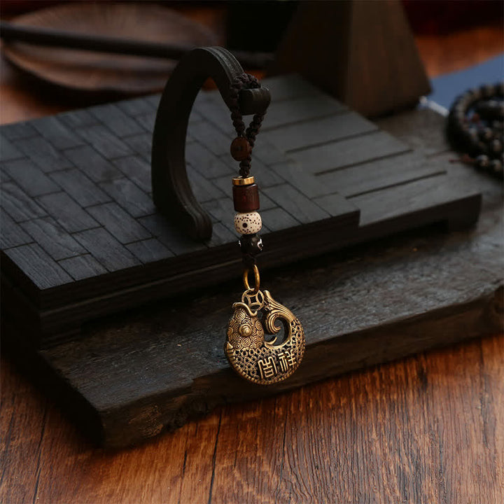 Buddha Stones Mosiężne, plecione, okrągłe breloki z zawieszkami w kształcie ryby Koi - image 12