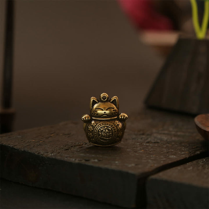 Buddha Stones Mosiężne chińskie monety z wizerunkiem kota szczęścia, breloczki do kluczy z symbolem bogactwa - image 17