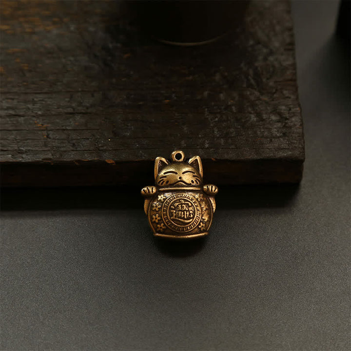Buddha Stones Mosiężne chińskie monety z wizerunkiem kota szczęścia, breloczki do kluczy z symbolem bogactwa - image 19