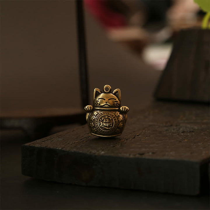 Buddha Stones Mosiężne chińskie monety z wizerunkiem kota szczęścia, breloczki do kluczy z symbolem bogactwa - image 18