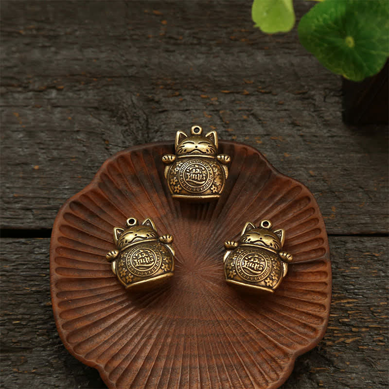 Buddha Stones Mosiężne chińskie monety z wizerunkiem kota szczęścia, breloczki do kluczy z symbolem bogactwa - image 16