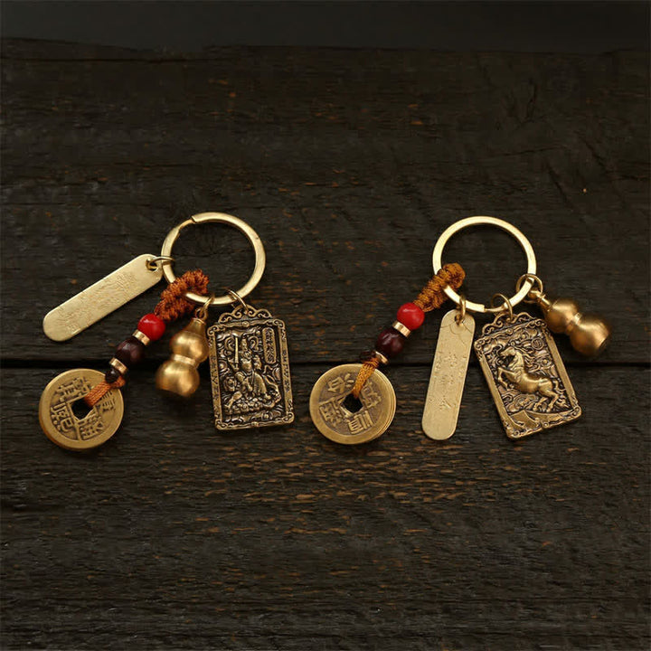 Buddha Stones Miedziane monety chińskiego zodiaku pięciu cesarzy, breloki ochronne z tykwy - image 16