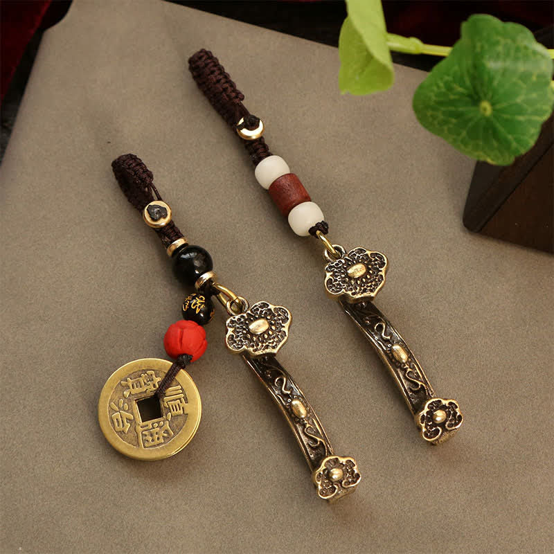 Buddha Stones Miedziane monety chińskie Pi Xiu, breloki Ruyi Lotus Wealth - image 10