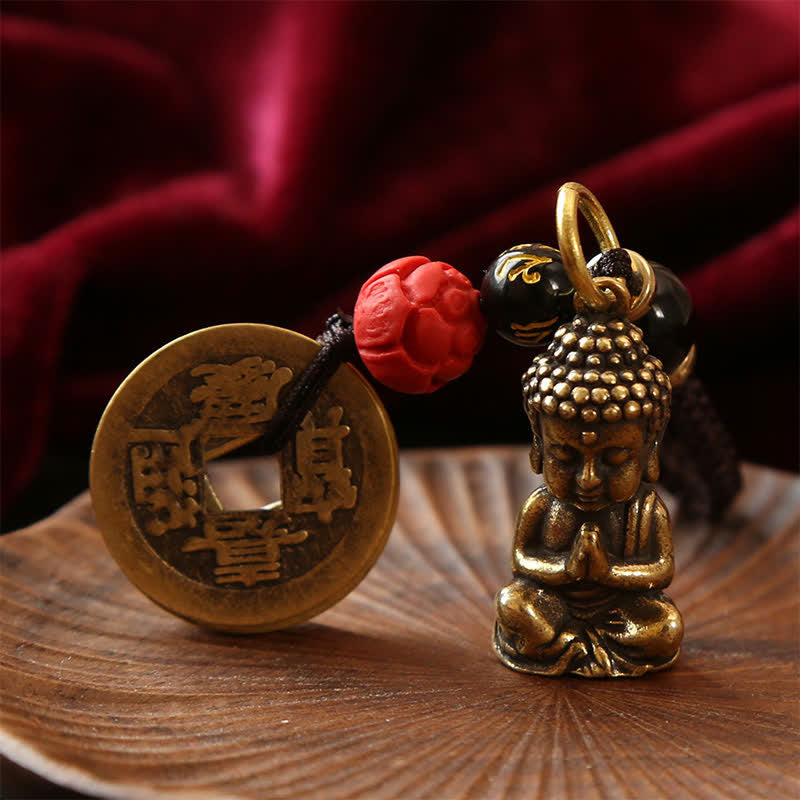 Buddha Stones Mosiężne monety Buddy z pięciu cesarzy, pleciony sznurek, breloki z wyrazem współczucia - image 12