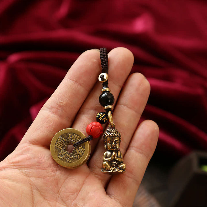 Buddha Stones Mosiężne monety Buddy z pięciu cesarzy, pleciony sznurek, breloki z wyrazem współczucia - image 15