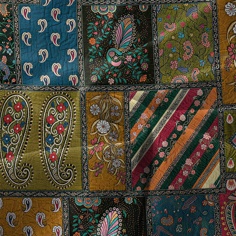 Buddha Stones Letnia, swobodna, oliwkowa, patchworkowa, kwiatowa sukienka midi dla kobiet, bez rękawów, z kieszeniami - image 3