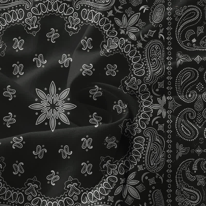 Buddha Stones Letnia, swobodna sukienka midi damska z bandaną, wzorem paisley i kwiatowym wzorem, bez rękawów i kieszeniami - image 3