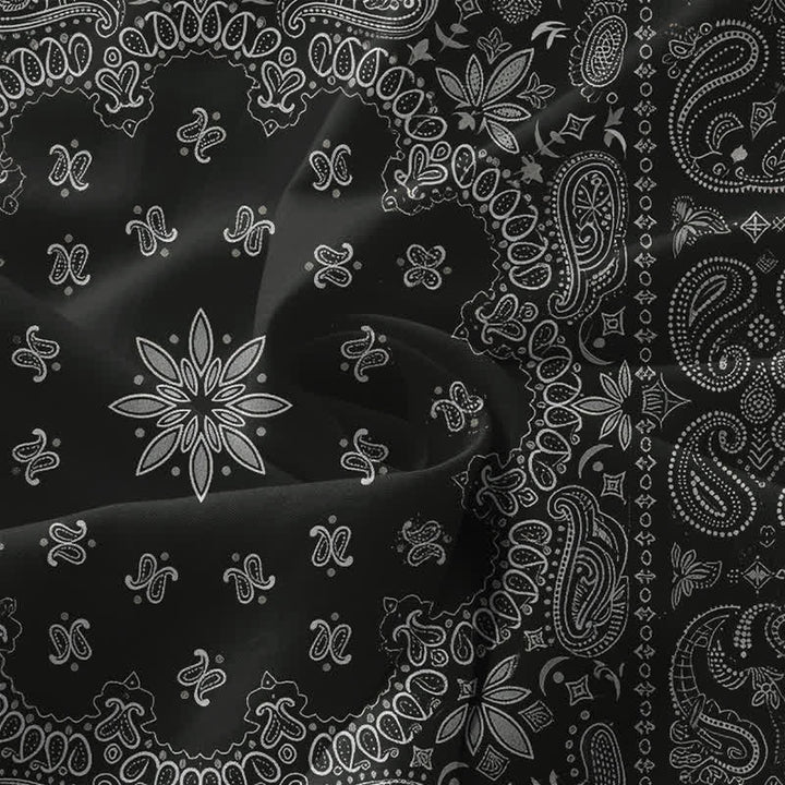Buddha Stones Letnia, swobodna sukienka midi damska z bandaną, wzorem paisley i kwiatowym wzorem, bez rękawów i kieszeniami - image 3