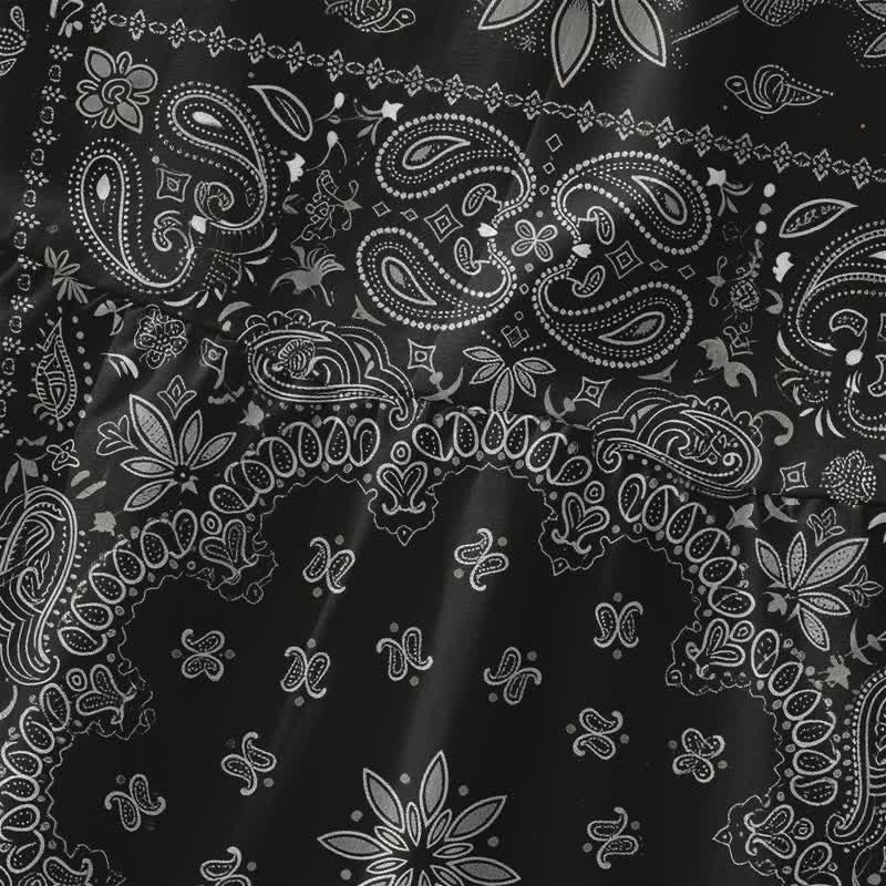 Buddha Stones Letnia, swobodna sukienka midi damska z bandaną, wzorem paisley i kwiatowym wzorem, bez rękawów i kieszeniami - image 1