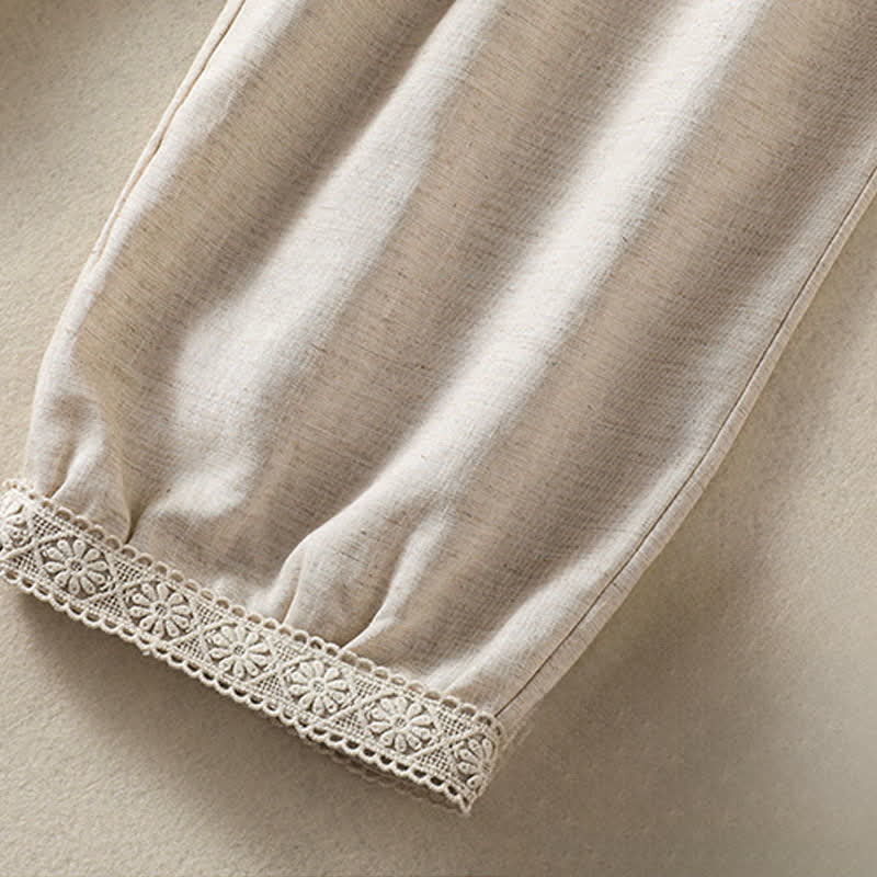 Buddha Stones Letnie, swobodne spodnie capri w stylu boho, proste, z kieszeniami, damskie - image 12
