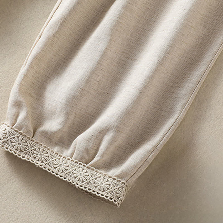 Buddha Stones Letnie, swobodne spodnie capri w stylu boho, proste, z kieszeniami, damskie - image 12