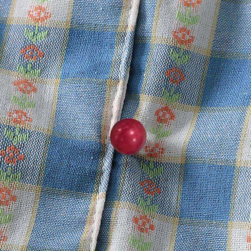 Buddha Stones Letnia sukienka damska w kratkę gingham, bez rękawów, zapinana na guziki i ściągacz, z kieszeniami - image 9