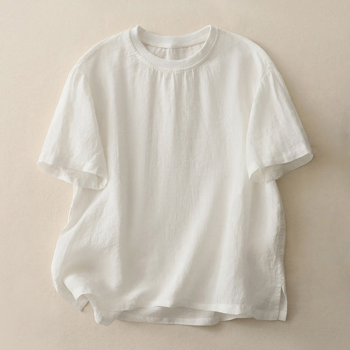 Koszula damska z krótkim rękawem i okrągłym dekoltem w kształcie Buddha Stones - Śnieg - US14, UK/AU18, EU46 (2XL) - image 4
