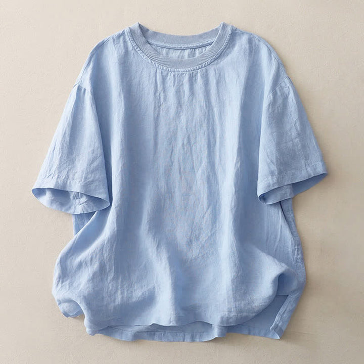 Koszula damska z krótkim rękawem i okrągłym dekoltem w kształcie Buddha Stones - LightSkyBlue - US14, UK/AU18, EU46 (2XL) - image 0