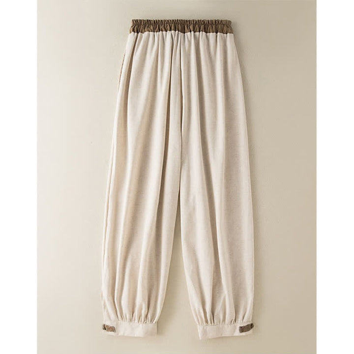 Spodnie haremowe damskie Buddha Stones Plain Cotton Drawstring z kieszeniami - image 1