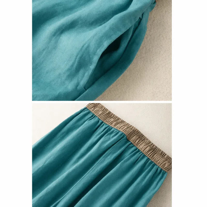 Spodnie haremowe damskie Buddha Stones Plain Cotton Drawstring z kieszeniami - image 12
