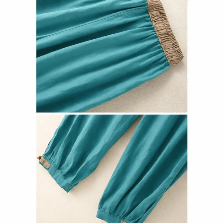 Spodnie haremowe damskie Buddha Stones Plain Cotton Drawstring z kieszeniami - image 13