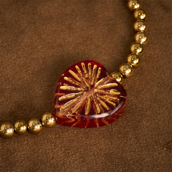 Buddha Stones Bransoletka Liuli Heart Beaded Strength ze stali tytanowej - image 4