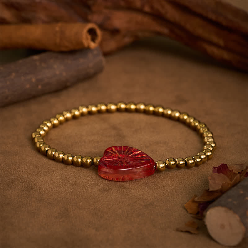 Buddha Stones Bransoletka Liuli Heart Beaded Strength ze stali tytanowej - image 1