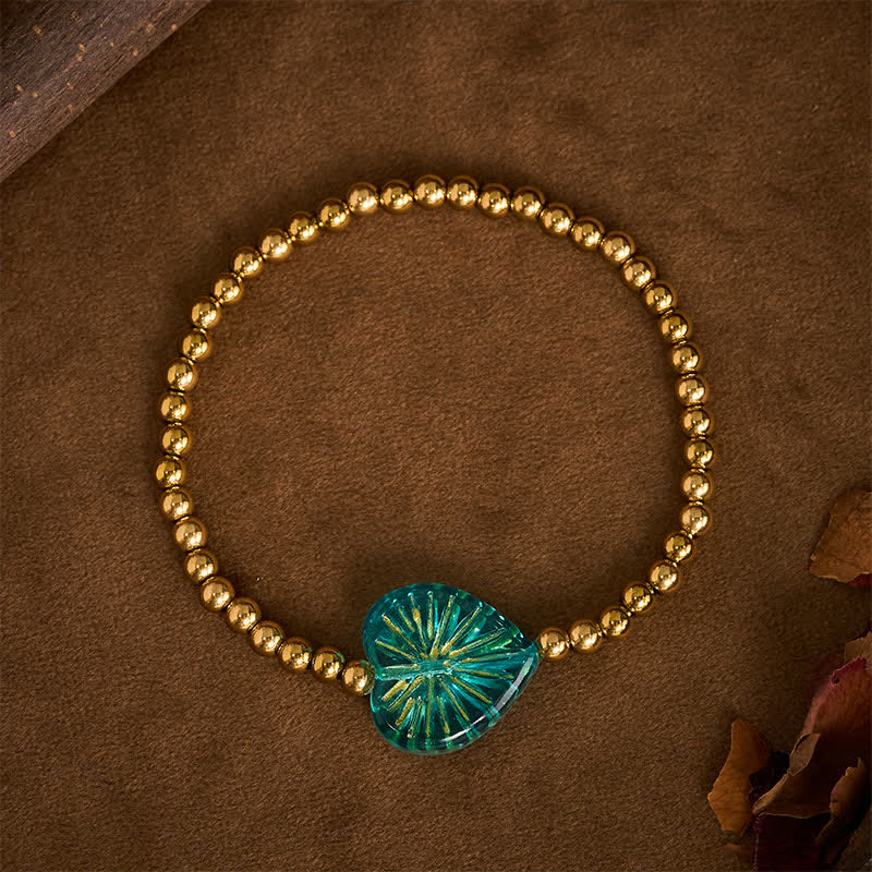 Buddha Stones Bransoletka Liuli Heart Beaded Strength ze stali tytanowej - Niebieski - image 11