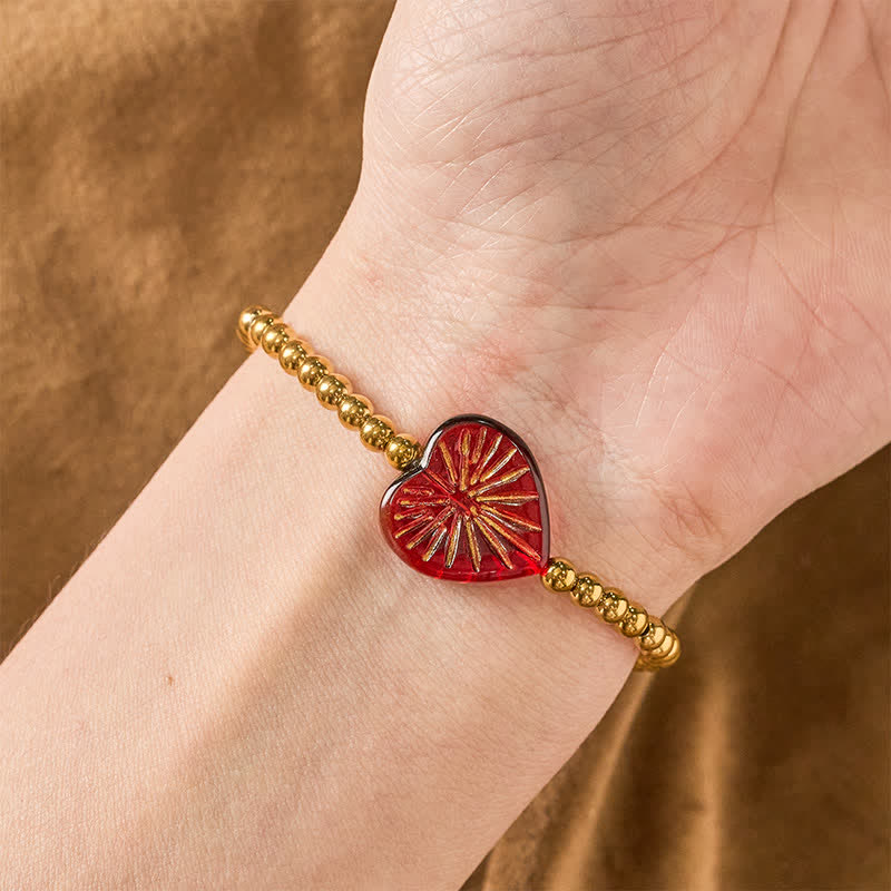 Buddha Stones Bransoletka Liuli Heart Beaded Strength ze stali tytanowej - image 3