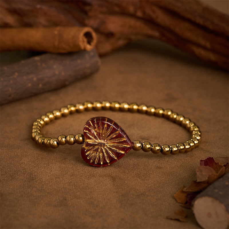 Buddha Stones Bransoletka Liuli Heart Beaded Strength ze stali tytanowej - image 8
