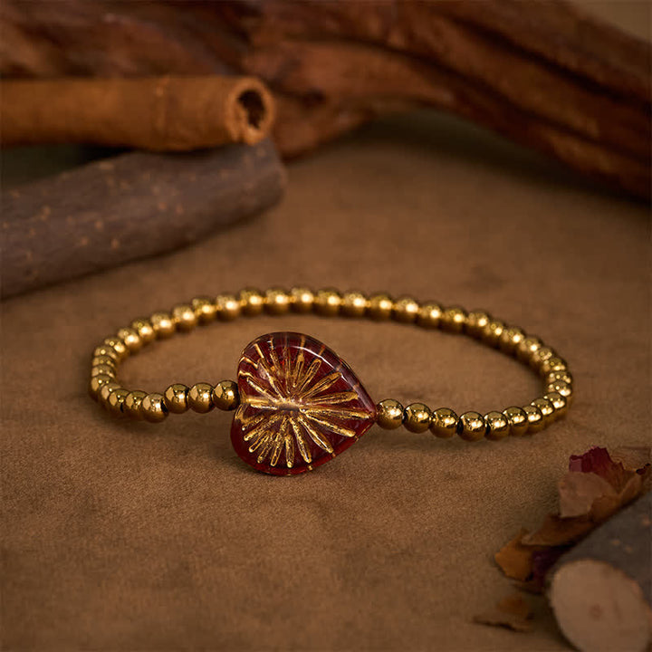 Buddha Stones Bransoletka Liuli Heart Beaded Strength ze stali tytanowej - image 8