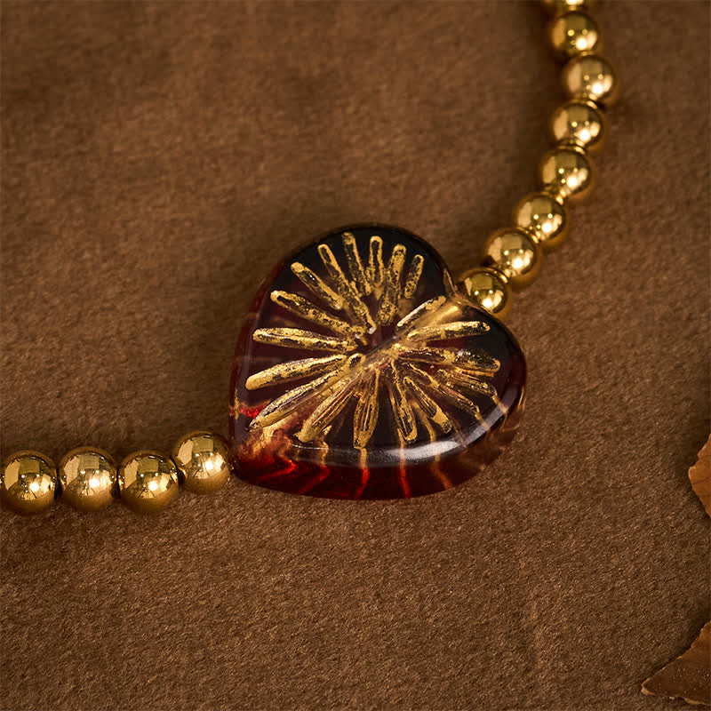 Buddha Stones Bransoletka Liuli Heart Beaded Strength ze stali tytanowej - image 10