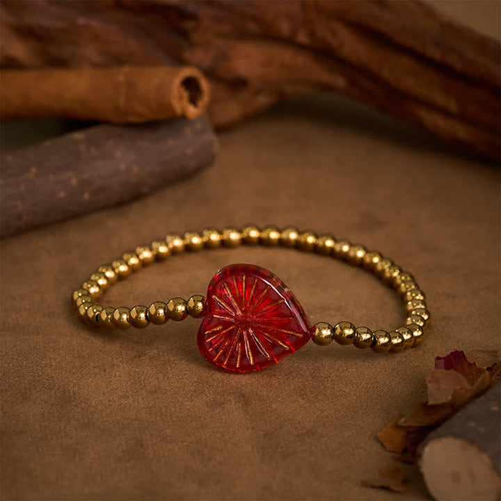 Buddha Stones Bransoletka Liuli Heart Beaded Strength ze stali tytanowej - image 2