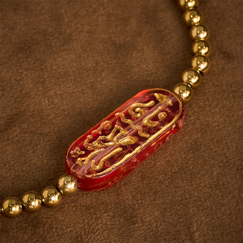 Buddha Stones Bransoletka stymulacyjna Liuli Om Mani Padme Hum ze stali tytanowej - image 12