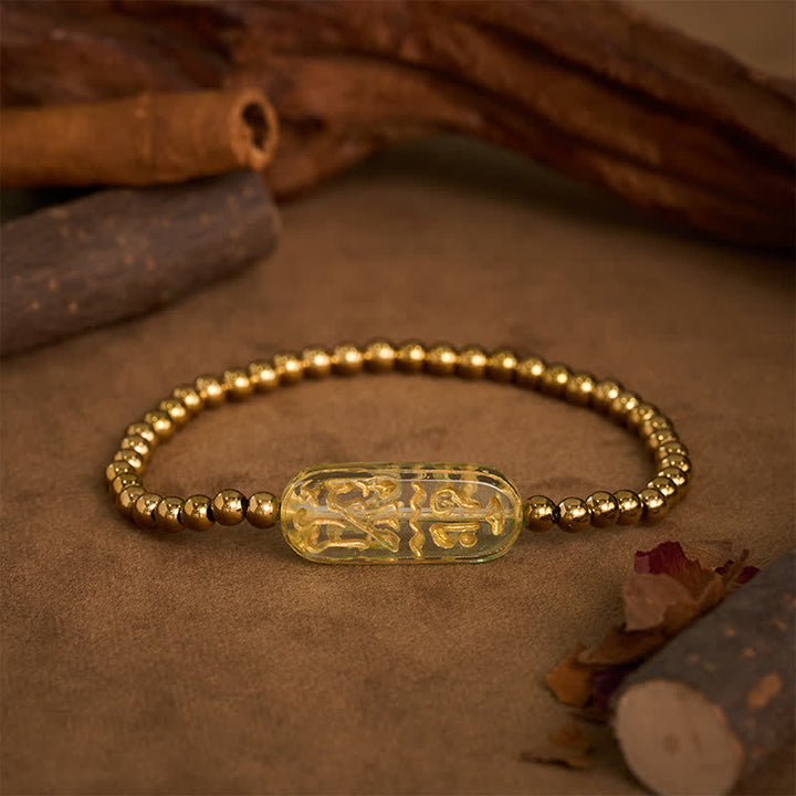 Buddha Stones Bransoletka stymulacyjna Liuli Om Mani Padme Hum ze stali tytanowej - Zielony - image 13