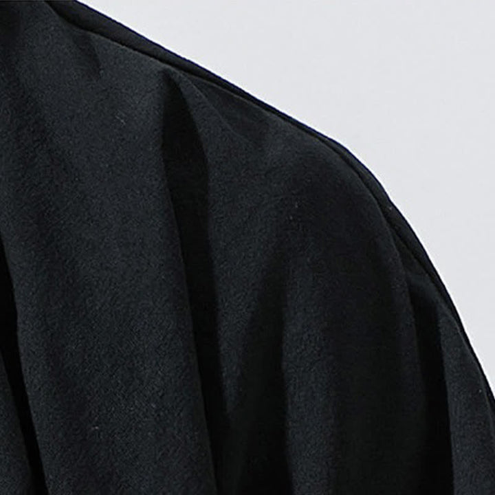 Buddha Stones Letnie, swobodne, minimalistyczne, męskie kimono ze ściągaczem i rękawami do łokci - image 10