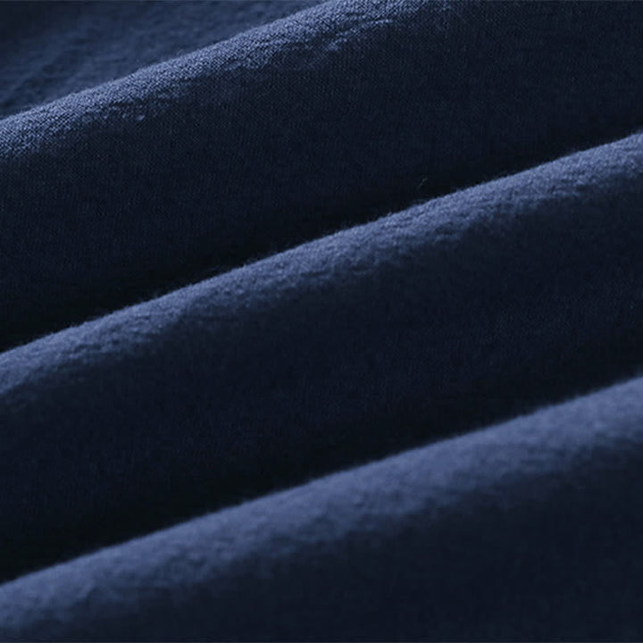 Buddha Stones Letnie, swobodne, minimalistyczne, krótkie rękawy, jednokolorowe, sznurowane, męskie kimono z bawełny i lnu, z odkrytym przodem - image 15