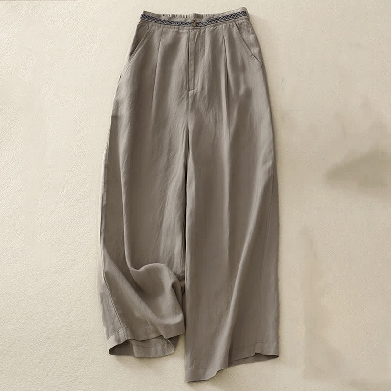 Damskie spodnie z kieszeniami, z kieszeniami i guzikami z przodu i z tyłu, w jednolitym kolorze z Buddha Stones - Ciemny Khaki - US8-10，UK/AU12-14，EU40-42 (2XL) - image 17