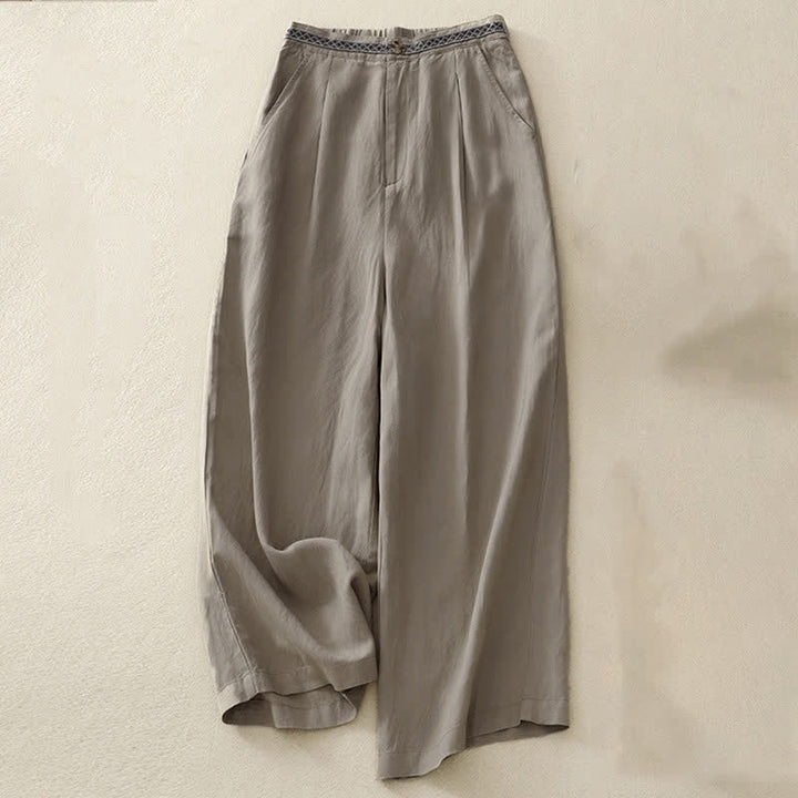 Damskie spodnie z kieszeniami, z kieszeniami i guzikami z przodu i z tyłu, w jednolitym kolorze z Buddha Stones - Ciemny Khaki - US8-10，UK/AU12-14，EU40-42 (2XL) - image 17
