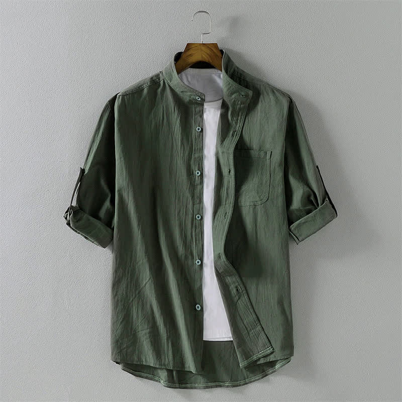 Koszula męska z krótkim rękawem i guzikami "Buddha Stones Summer Solid" - DarkSeaGreen - US/UK/AU46， EU56 (5XL) - image 16