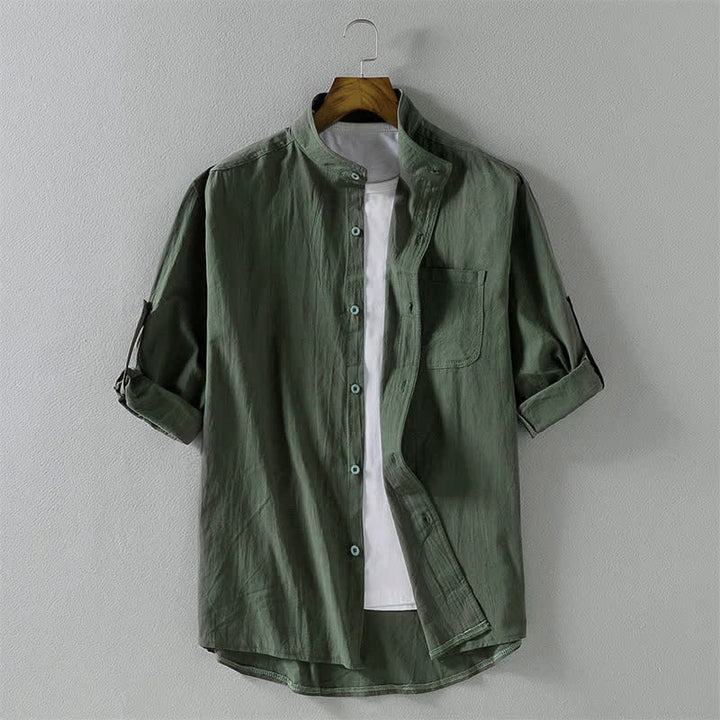 Koszula męska z krótkim rękawem i guzikami "Buddha Stones Summer Solid" - DarkSeaGreen - US/UK/AU46， EU56 (5XL) - image 16