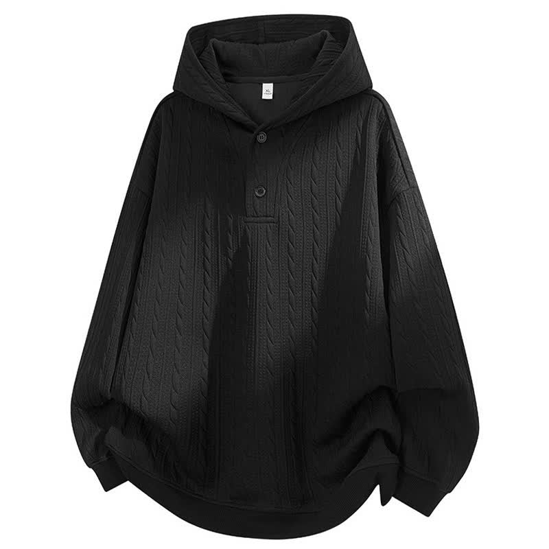 Bluza męska z kapturem z długim rękawem i guzikami w kolorze Buddha Stones na jesień i zimę - image 9
