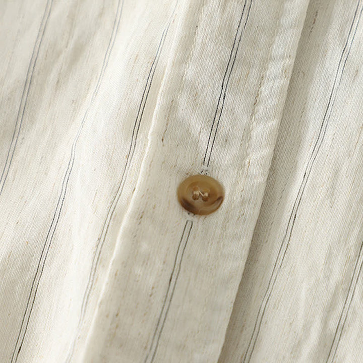 Buddha Stones Letnie, swobodne, minimalistyczne, zapinane na guziki, damskie koszule z długim rękawem - image 9
